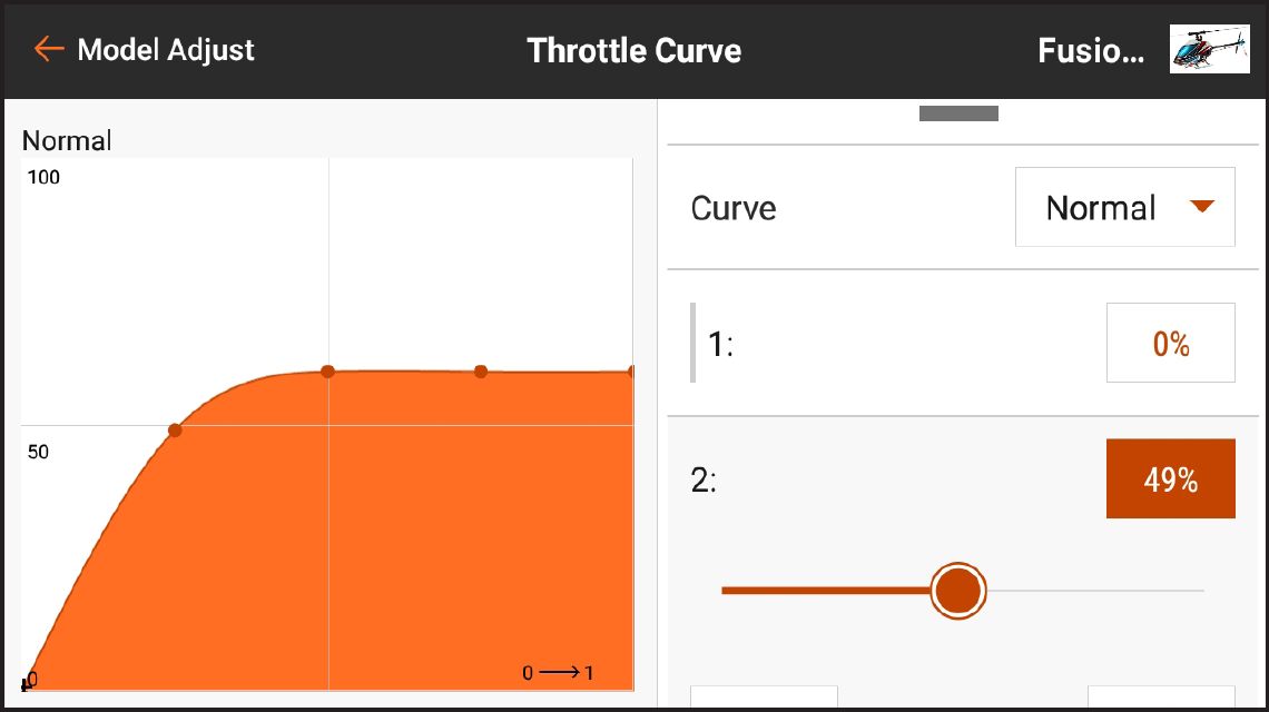 AirWare™ Touch app Throttle Curve